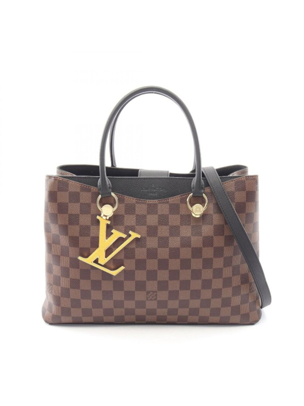 Louis Vuitton Handbag LV Riverside Damier Ebene Noir Leather